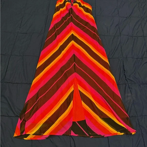 Christopher John Rogers Pink and Orange Chevron Dress - Picture 3 of 4